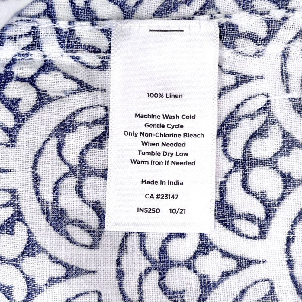 Talbots Linen Blouse, Lightweight Patterned Shirt, Blue & White, Size Large - Picture 10 of 10